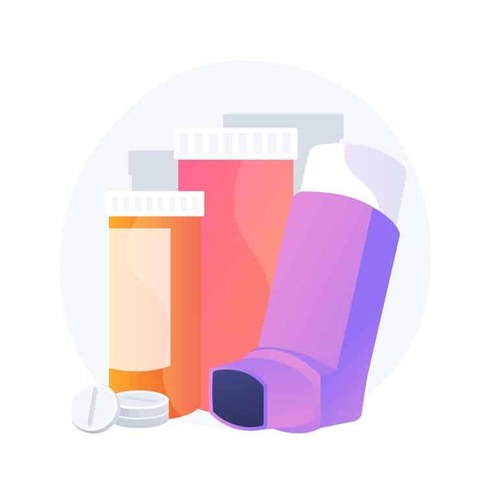 Patient asthmatique utilisant un inhalateur