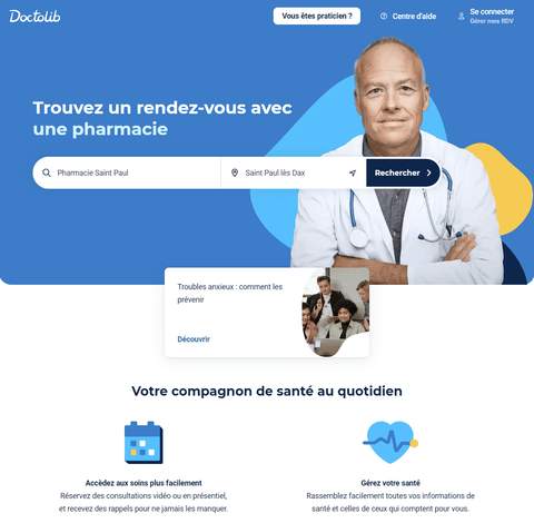Prise de rendez-vous avec Doctolib